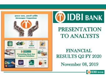 TO  O ANA  NALYSTS  LYSTS  FI  FINANCIAL  NCIAL  RES  ESUL  ULTS  TS Q2  Q2 FY  FY 20  2020  20