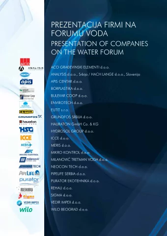 Prezentacija firmi na  forumu Voda  Presentation of comPanies  on the Water forum  aco gra\eVinski