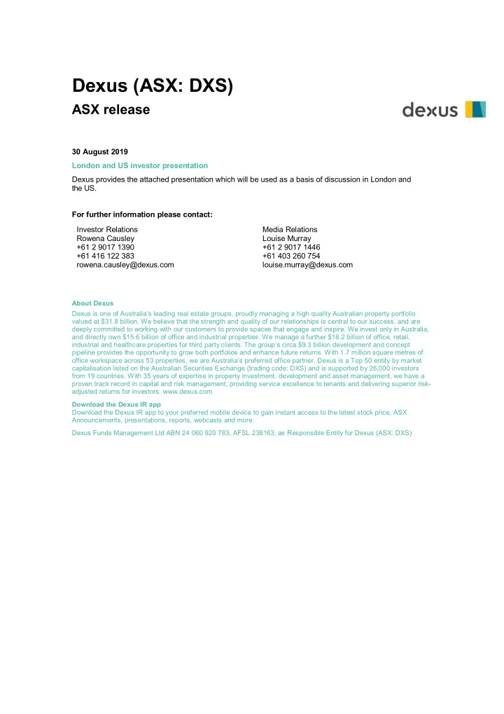 dexus asx dxs