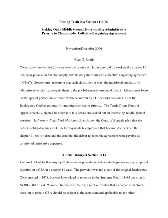 Putting Teeth into Section 1113(f)?  Staking Out a Middle Ground for Awarding Administrative