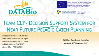 N EAR F UTURE P ELAGIC C ATCH P LANNING  Brd Johan Hanssen - SINTEF Nord  Peter Halland Haro -