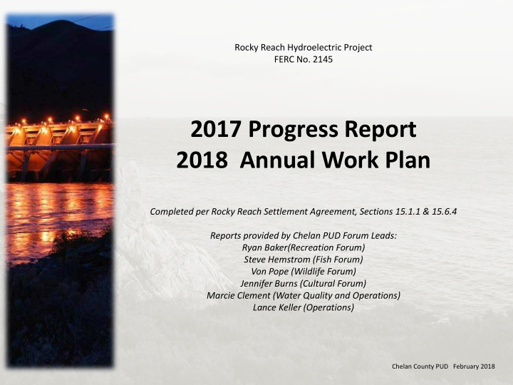 2017 progress report 2018 annual work plan