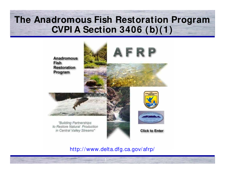 the anadromous fish restoration program cvpi a section