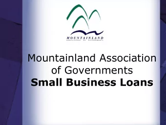 Mountainland Association of Governments  Small Business Loans  Loan Programs  Revolving Loan