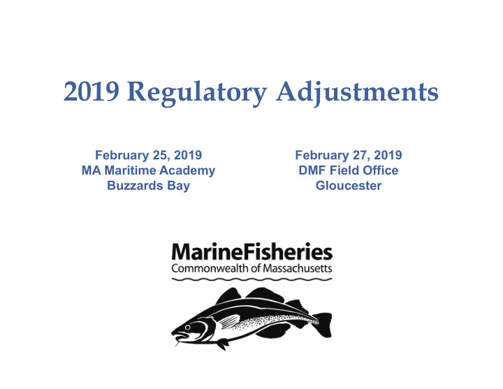 2019 regulatory adjustments