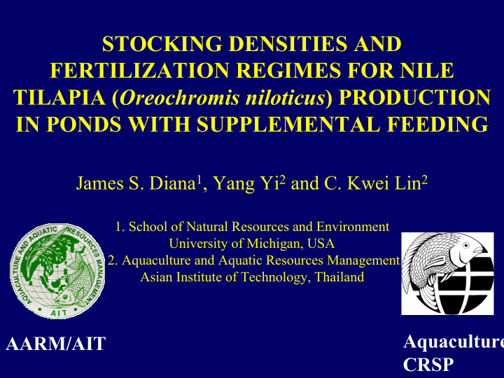 stocking densities and fertilization regimes for nile