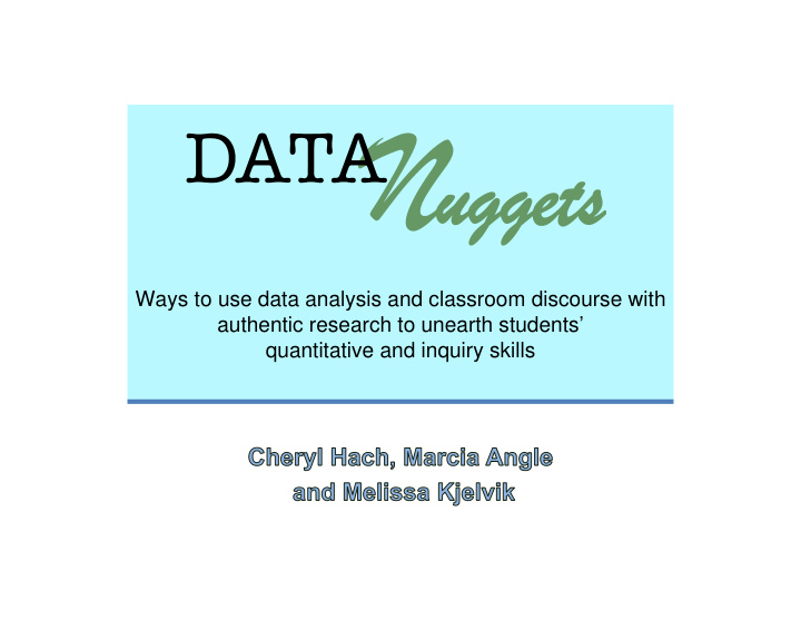 ways to use data analysis and classroom discourse with