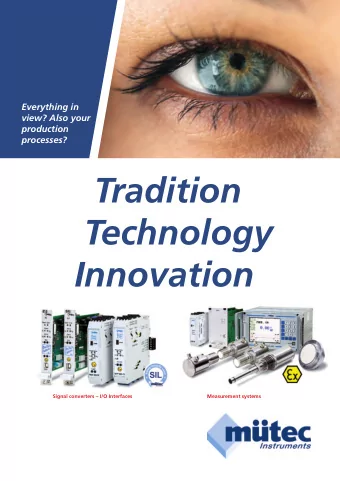 Tradition  Technology  Innovation  Signal converters  I/O Interfaces  Measurement systems  It