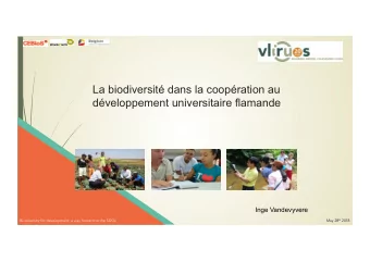La biodiversit dans la coopration au  dveloppement universitaire flamande  Inge Vandevyvere