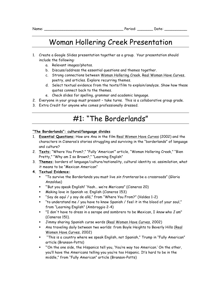 woman hollering creek presentation