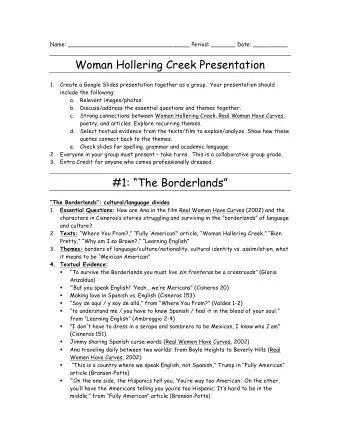 Woman Hollering Creek Presentation 1.  Create a Google Slides presentation together as a group.