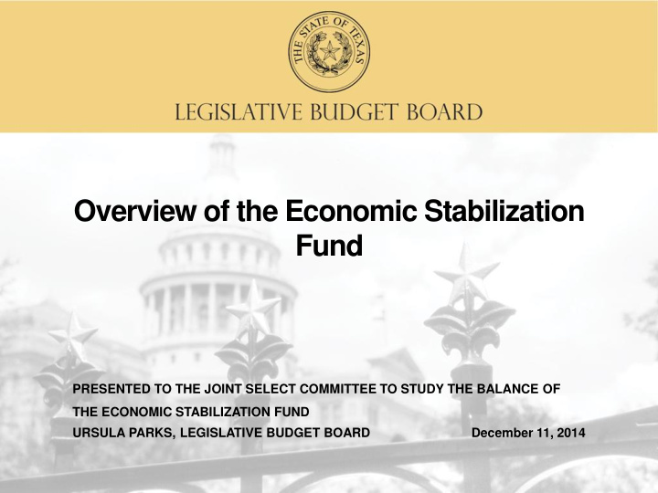 overview of the economic stabilization