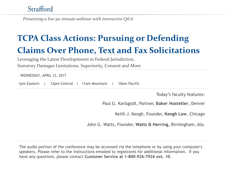 tcpa class actions pursuing or defending claims over