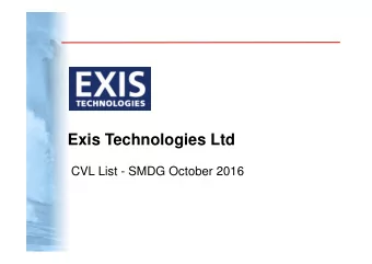 Exis Technologies Ltd  CVL List - SMDG October 2016  IMDG Coded Variant List  New possible 6.1