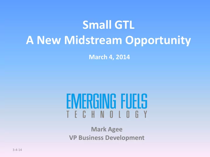 a new midstream opportunity