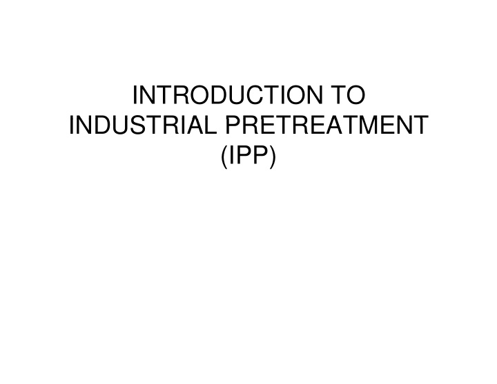 introduction to industrial pretreatment industrial