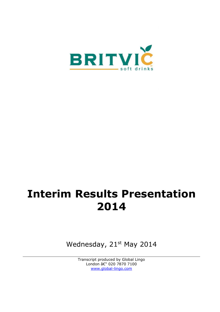 interim results presentation 2014
