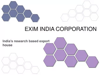EXIM INDIA CORPORATION  Indias research based export  house  ABOUT US  Exim India Corporation is