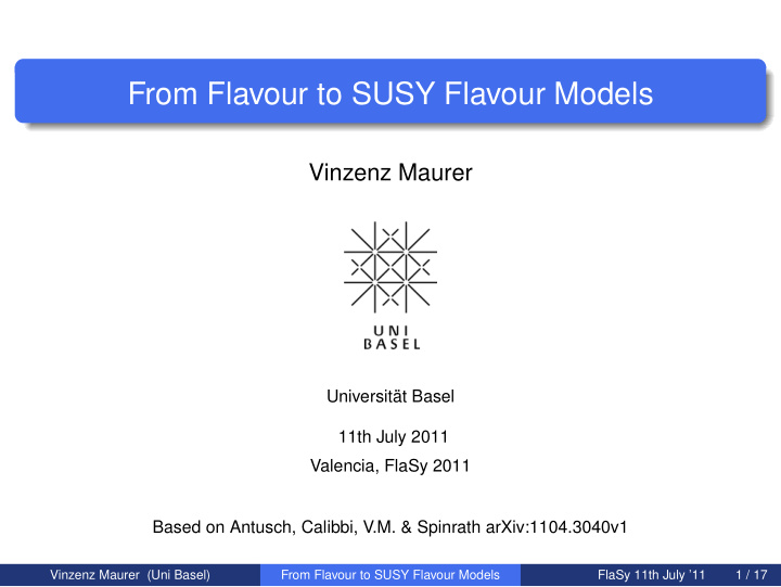 from flavour to susy flavour models