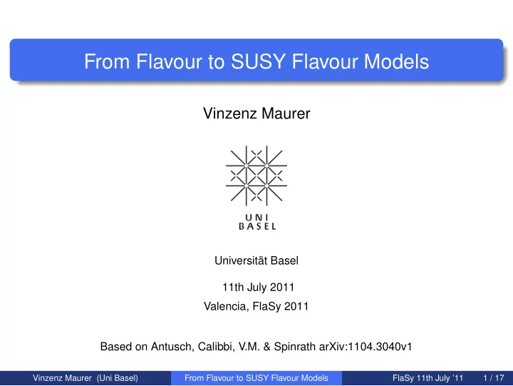 from flavour to susy flavour models