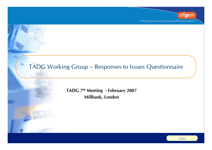 tadg working group responses to issues questionnaire