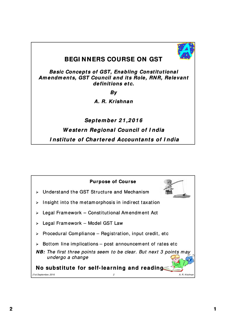 begi nners begi nners course on course on gst gst
