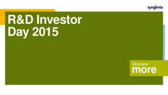 R&amp;D Investor  Day 2015  Discover  more  Safe harbor  This document contains forward-looking