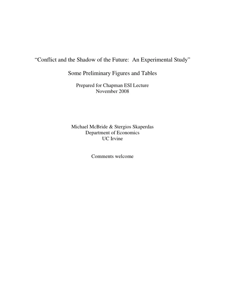 conflict and the shadow of the future an experimental