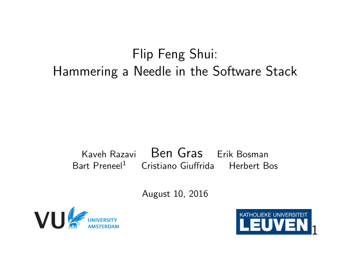 flip feng shui hammering a needle in the software stack