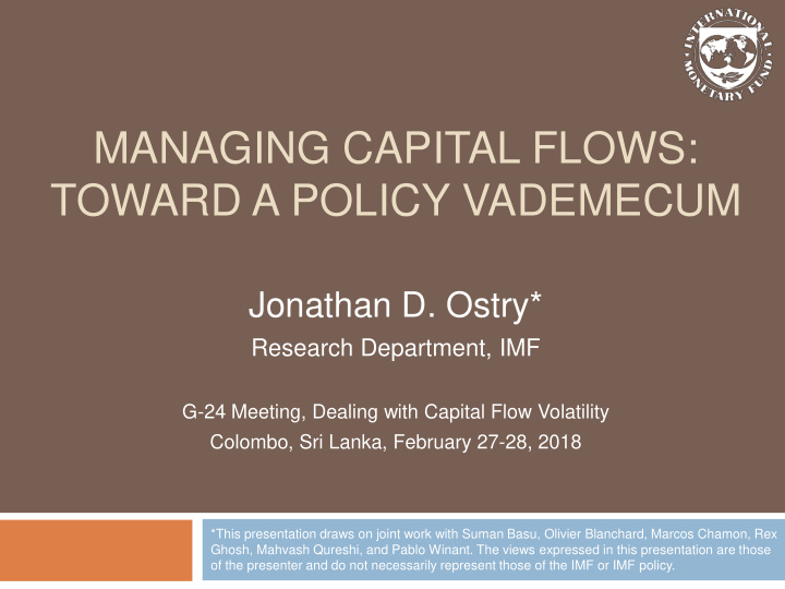 managing capital flows