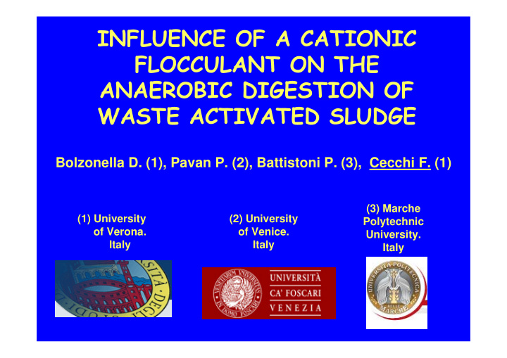 influence of a cationic flocculant on the anaerobic