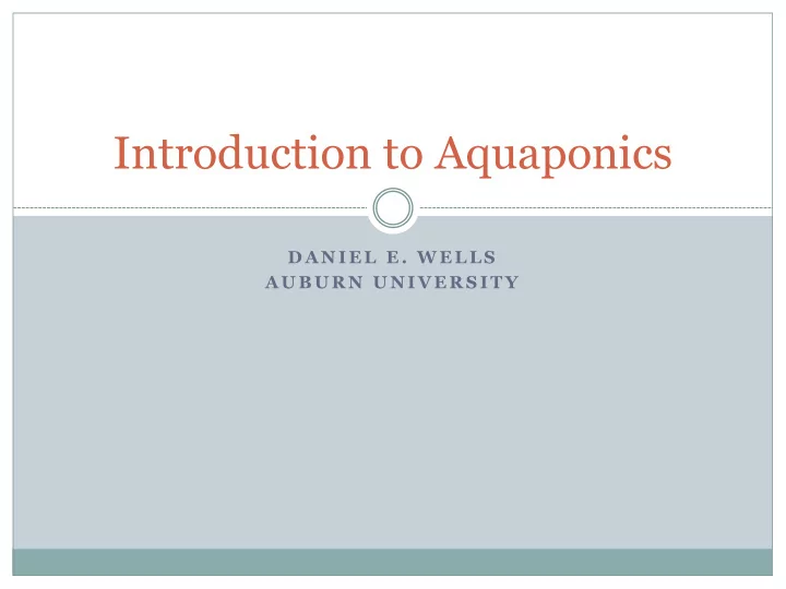 introduction to aquaponics