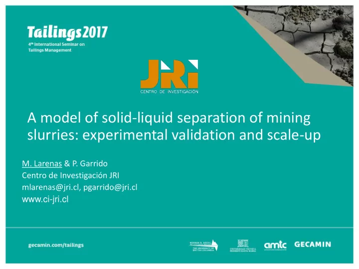 a model of solid liquid separation of mining