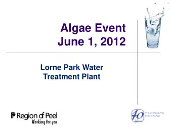 Algae Event  June 1, 2012  Lorne Park Water  Treatment Plant  Overview  The Storm and the Algae