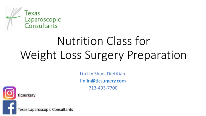 nutrition class for weight loss surgery preparation
