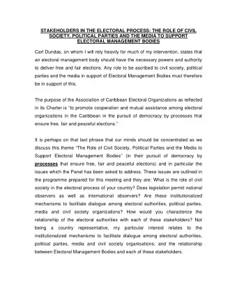 STAKEHOLDERS IN THE ELECTORAL PROCESS: THE ROLE OF CIVIL  SOCIETY, POLITICAL PARTIES AND THE MEDIA