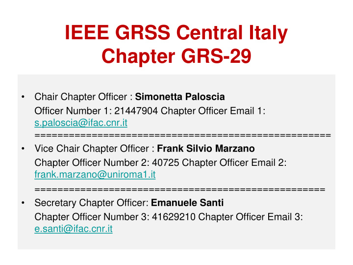 ieee grss central italy chapter grs 29