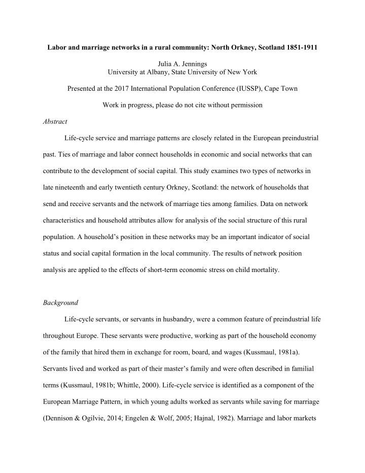labor and marriage networks in a rural community north