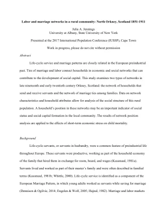 Labor and marriage networks in a rural community: North Orkney, Scotland 1851-1911  Julia A.