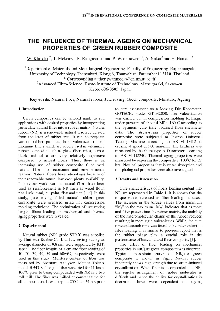 the influence of thermal ageing on mechanical properties