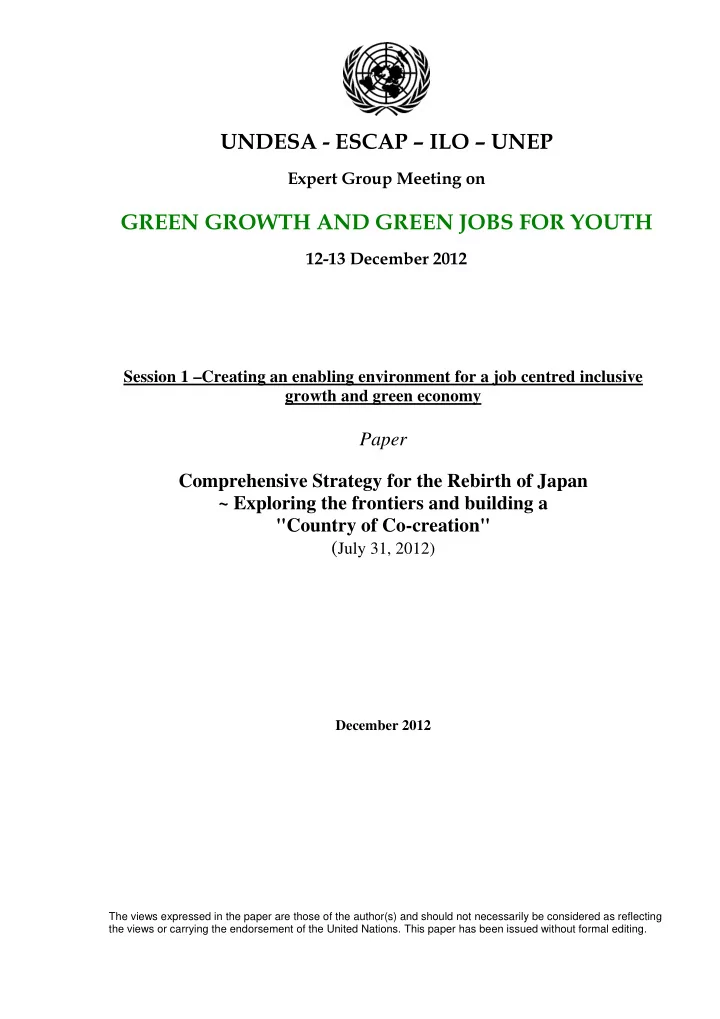 undesa escap ilo unep