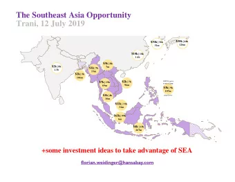 The Southeast Asia Opportunity  Trani, 12 July 2019  Alpha Investments Asia (Summary) $38k | 44k