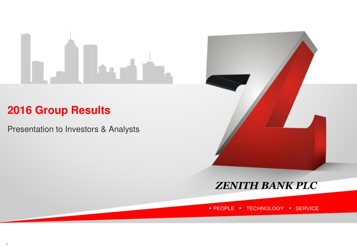 zenith bank plc 1 disclaimer this presentation is based