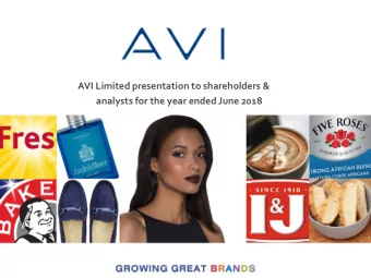 AVI Limited presentation to shareholders &amp;  analysts for the year ended June 2018  AGENDA