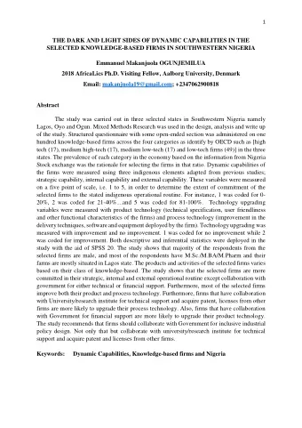 THE DARK AND LIGHT SIDES OF DYNAMIC CAPABILITIES IN THE  SELECTED KNOWLEDGE-BASED FIRMS IN