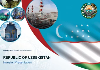 REPUBLIC OF UZBEKISTAN  Investor Presentation  Table of Contents  1. Introduction to Uzbekistan  3