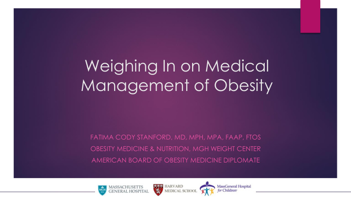 management of obesity