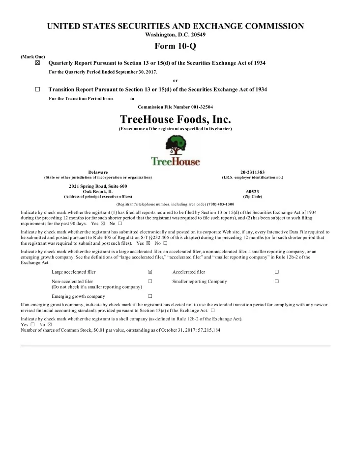 treehouse foods inc