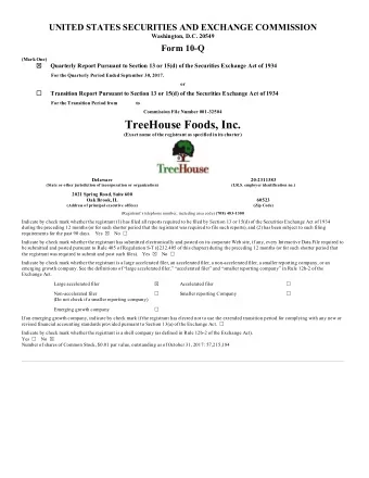 TreeHouse Foods, Inc.  (Exact name of the registrant as specified in its charter)  Delaware
