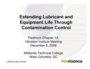 Piedmont Chapter 14,  Vibration Institute Meeting  December 5, 2008  Midlands Technical College